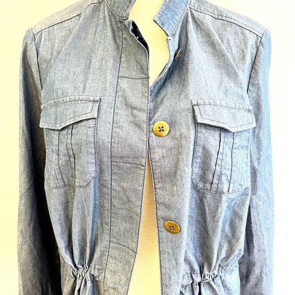 COLDWATER CREEK Casual Denim Safari Style Jacket with drawstring waist SIZE S - Picture 2 of 7